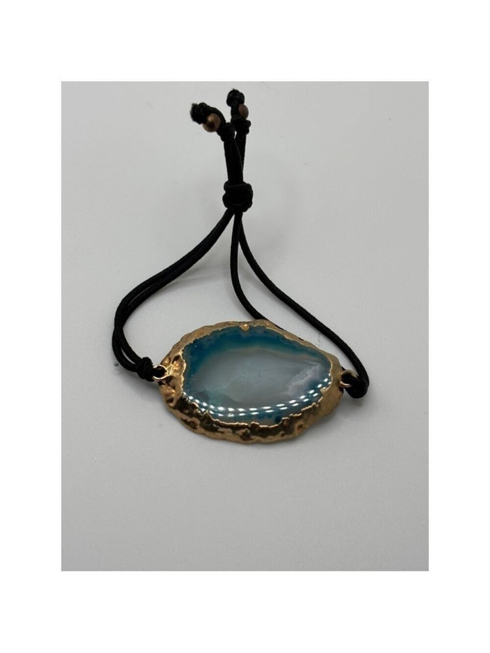 Gold-Plated blue druzy agate geode bracelet hair tie